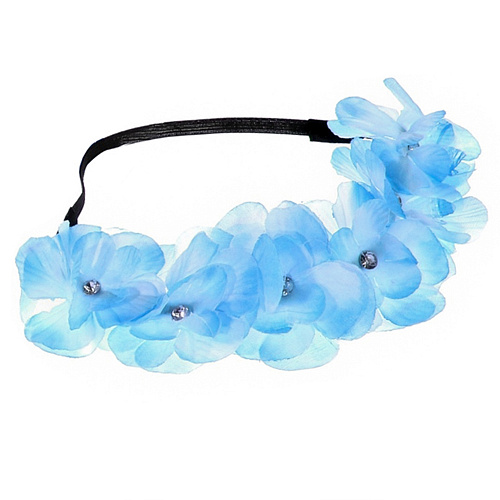 Голубая повязка на голову с цветами